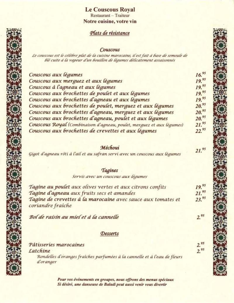 Couscous Royal - Menu (page 2)