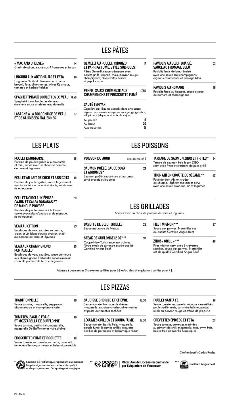 ZIBO!  Laval - Menu (page 2)