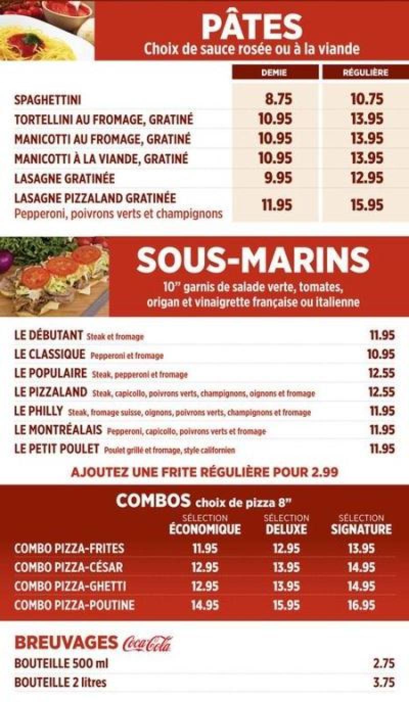 Les restaurants Pizzaland, Rotisserie Petit Poulet - Menu (page 3)