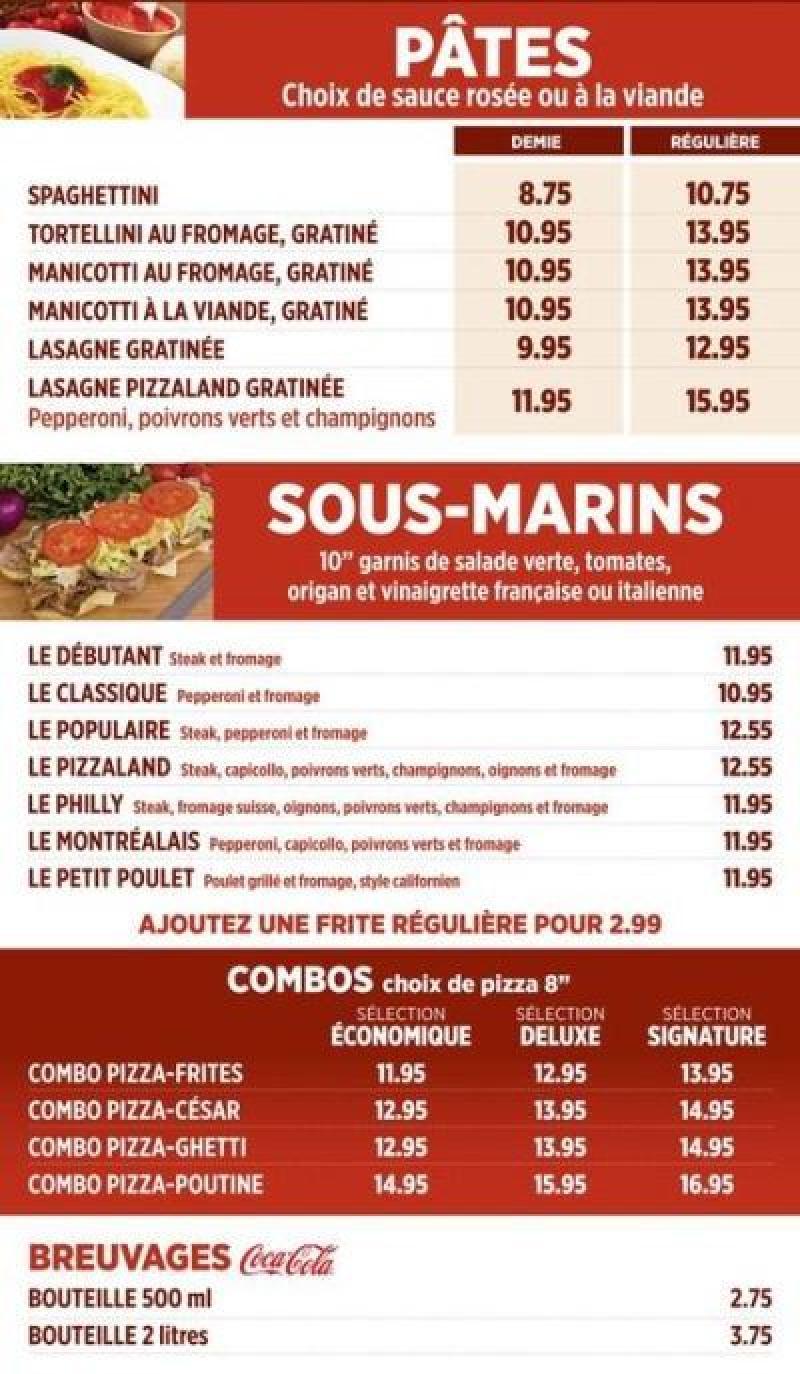 Les restaurants Pizzaland, Rotisserie Petit Poulet - Menu (page 3)