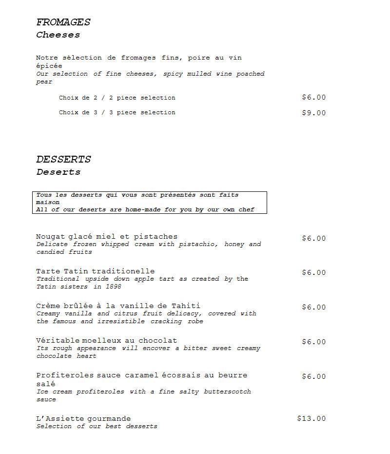 Restaurant Carte Blanche - Menu (page 4)