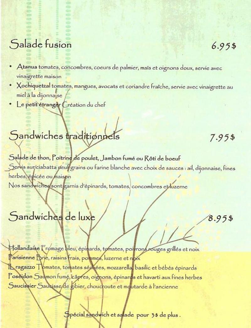 Le Petit �tranger - Menu (page 2)