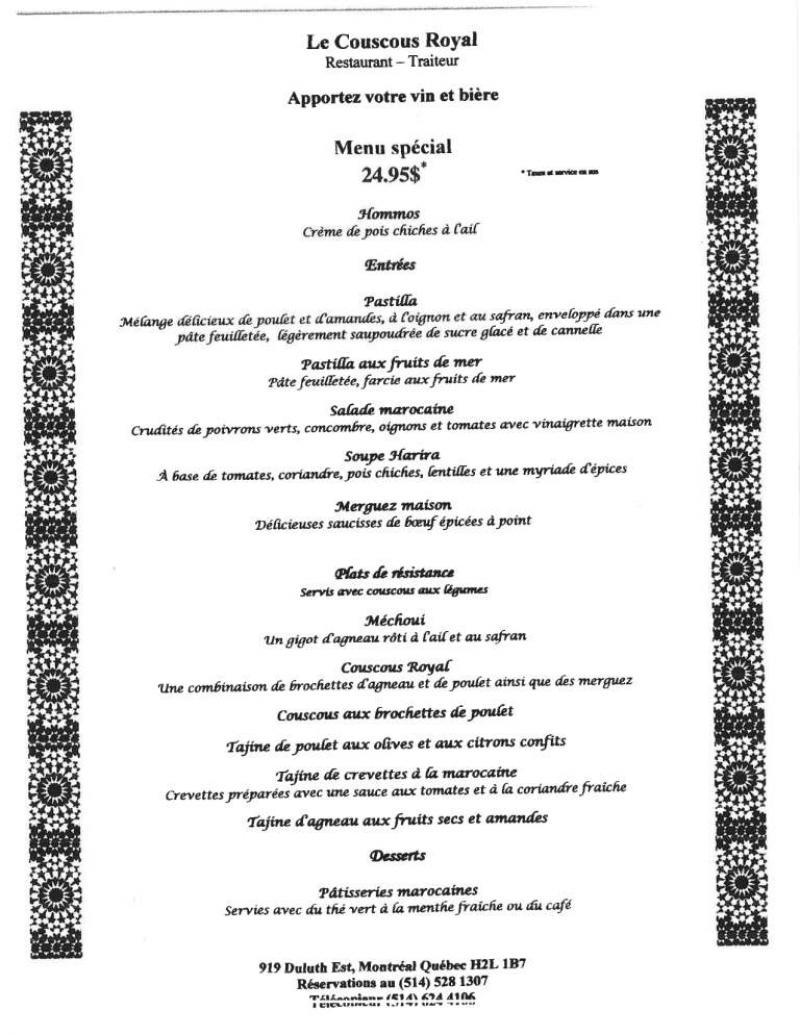 Couscous Royal - Menu (page 4)