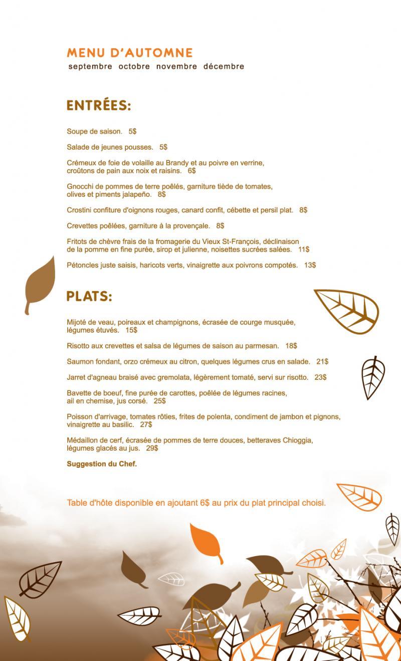 Restaurant Ô Chalet - Menu (page 1)