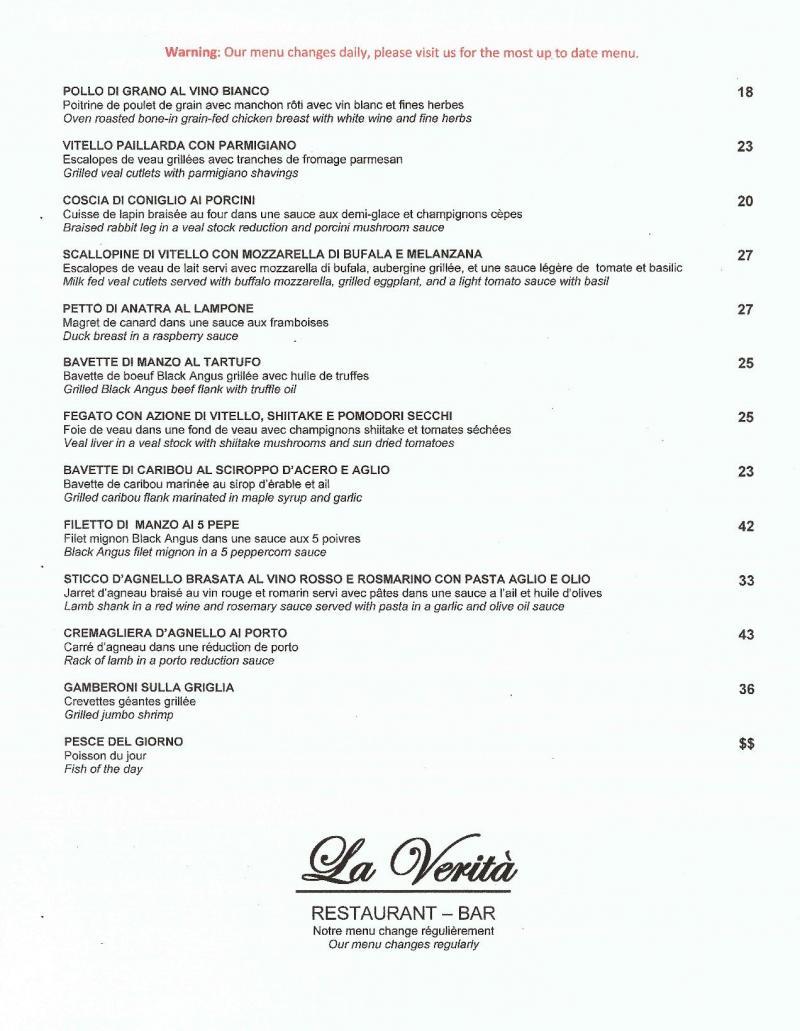 La Verita - Menu (page 2)
