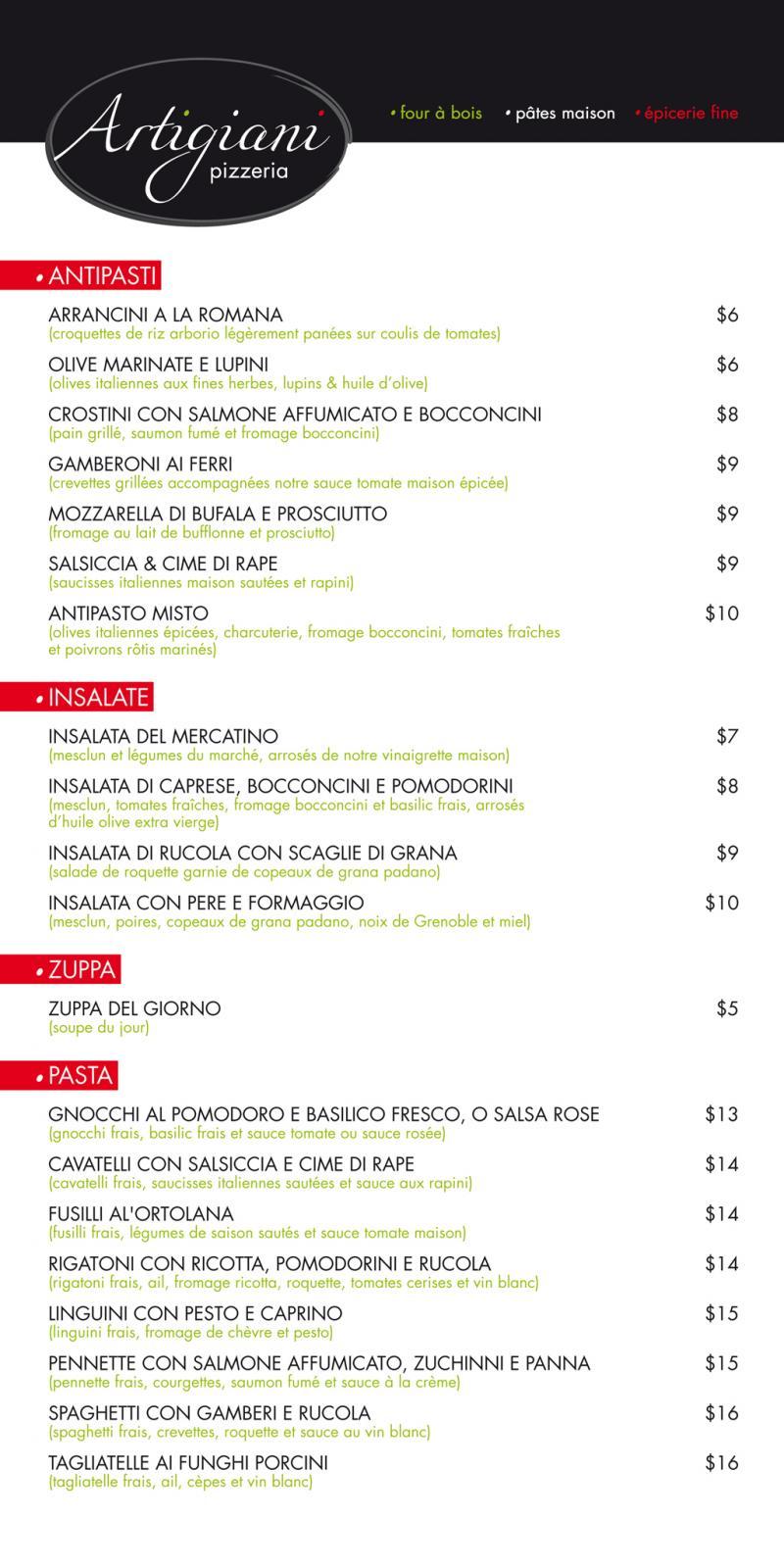 Artigiani - Menu (page 1)