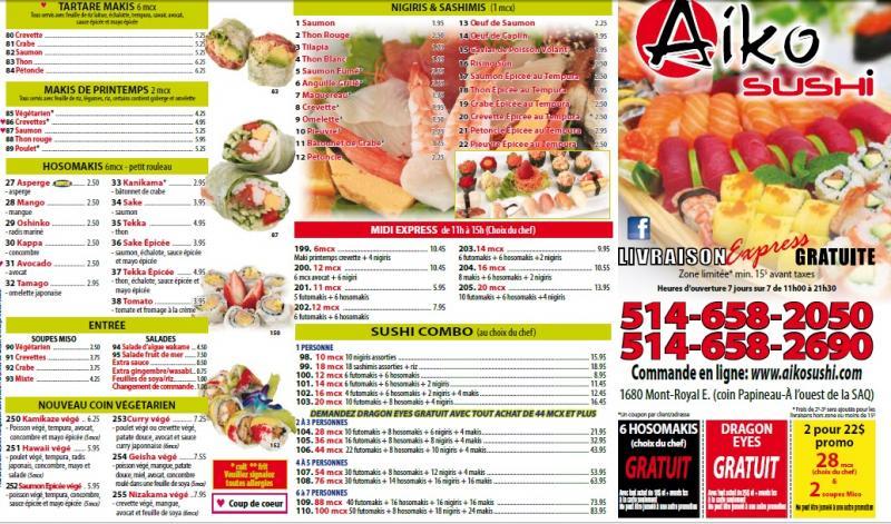 Aiko Sushi - Menu (page 1)