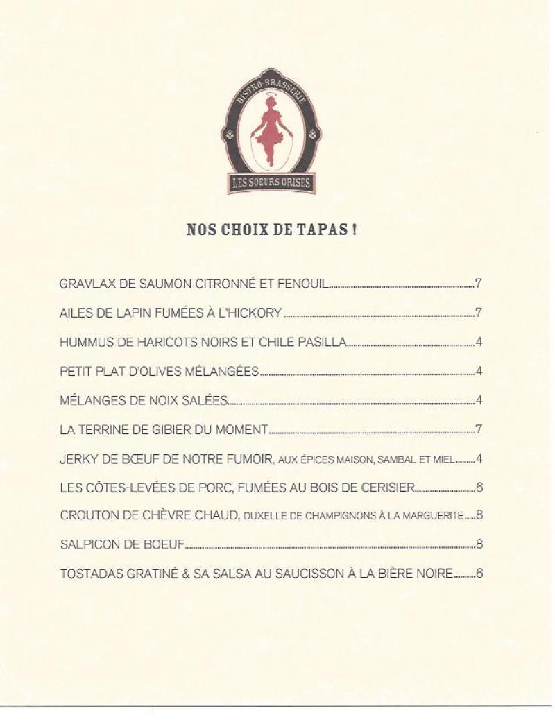 Bistro-Brasserie Les Soeurs Grises - Menu (page 3)