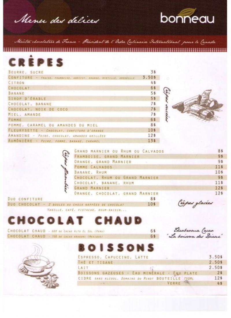 Chocolaterie Bonneau - Menu (page 1)