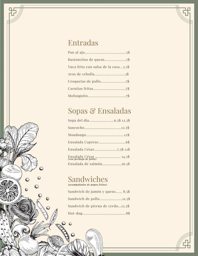 Santiago Caf Restaurant - Menu (page 1)